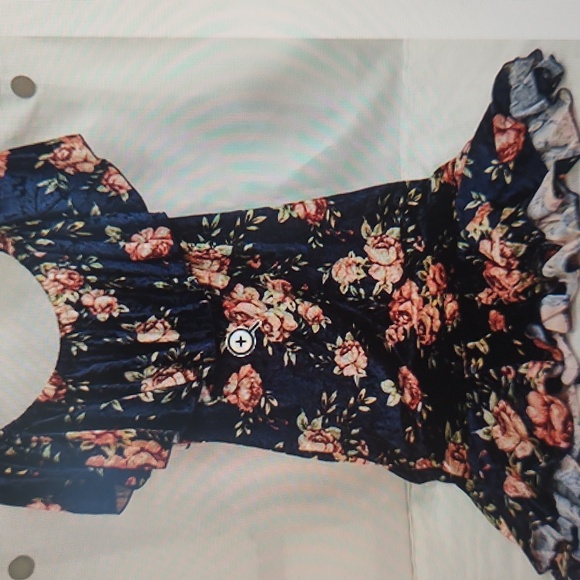 LulaRoe Cici Navy Velvet dress, Size XL Flounce Ruffle off the shoulder Velour - Picture 2 of 11